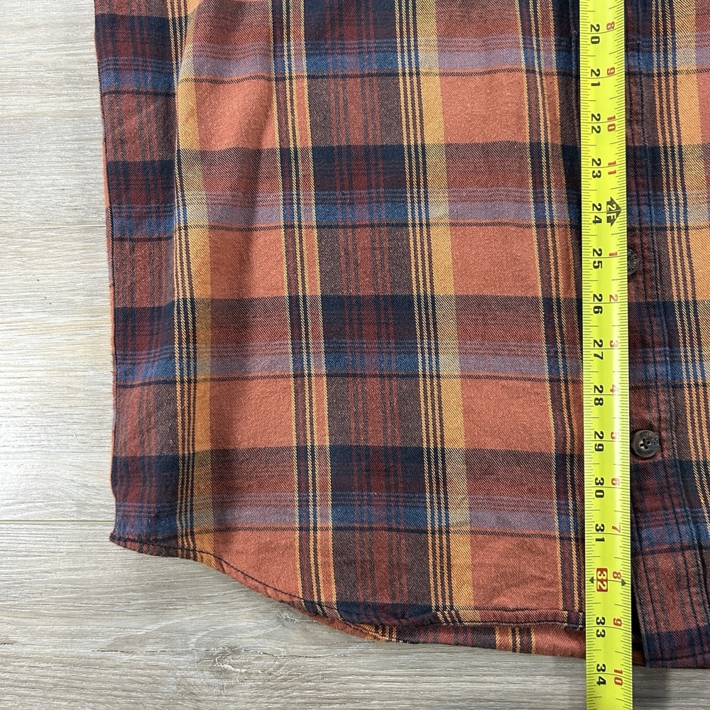 Duluth Trading Co Relaxed Fit Large Tall Orange Plaid Long Sleeve Button Down - Picture 8 of 10